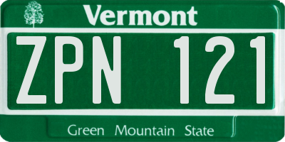 VT license plate ZPN121