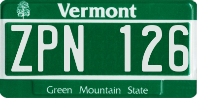VT license plate ZPN126