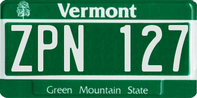 VT license plate ZPN127