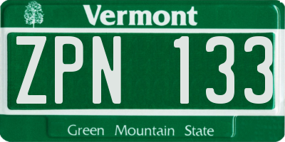 VT license plate ZPN133