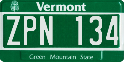 VT license plate ZPN134
