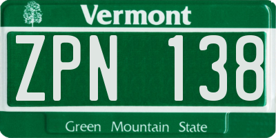 VT license plate ZPN138