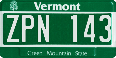 VT license plate ZPN143