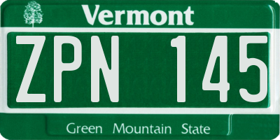 VT license plate ZPN145