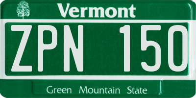VT license plate ZPN150