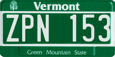 VT license plate ZPN153