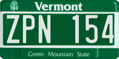 VT license plate ZPN154