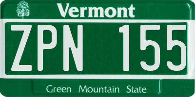 VT license plate ZPN155
