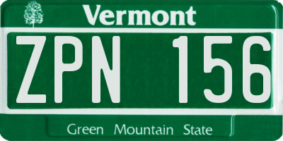 VT license plate ZPN156