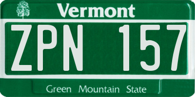 VT license plate ZPN157