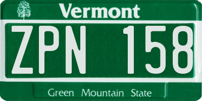 VT license plate ZPN158