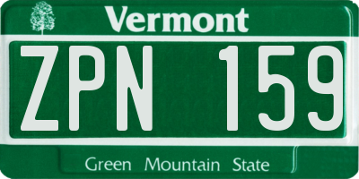 VT license plate ZPN159