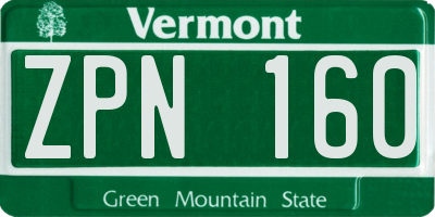 VT license plate ZPN160