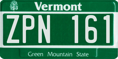 VT license plate ZPN161