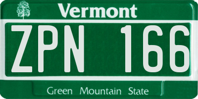 VT license plate ZPN166