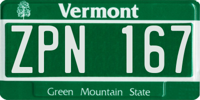 VT license plate ZPN167