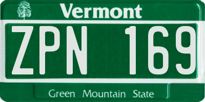 VT license plate ZPN169