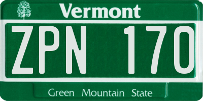 VT license plate ZPN170