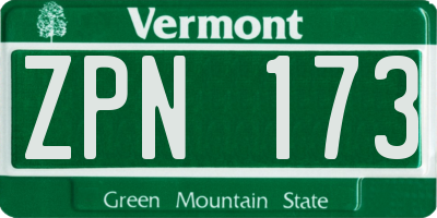 VT license plate ZPN173