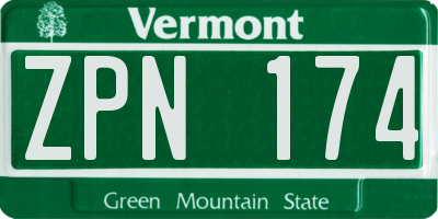 VT license plate ZPN174