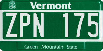 VT license plate ZPN175