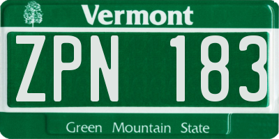 VT license plate ZPN183