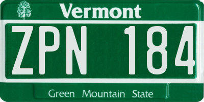 VT license plate ZPN184