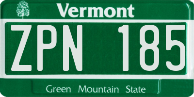 VT license plate ZPN185