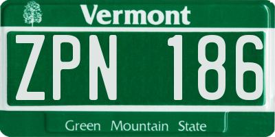 VT license plate ZPN186