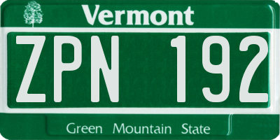 VT license plate ZPN192