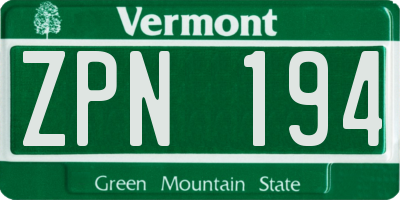 VT license plate ZPN194