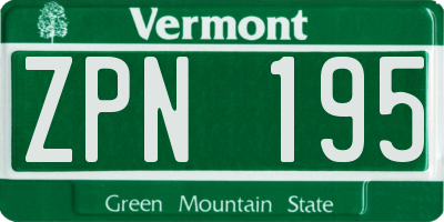 VT license plate ZPN195