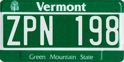 VT license plate ZPN198
