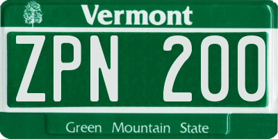 VT license plate ZPN200