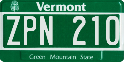 VT license plate ZPN210