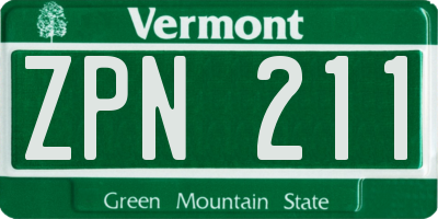 VT license plate ZPN211