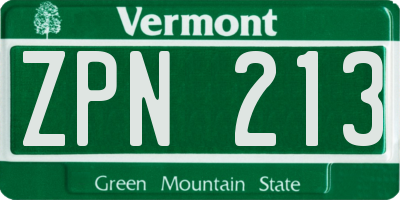 VT license plate ZPN213