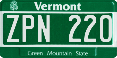 VT license plate ZPN220