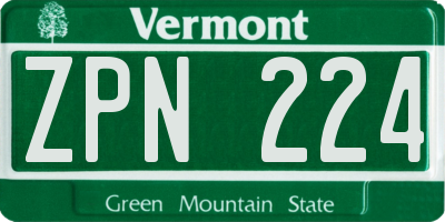 VT license plate ZPN224
