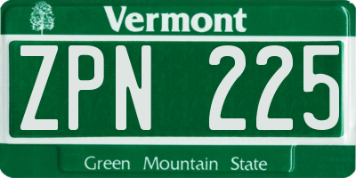 VT license plate ZPN225