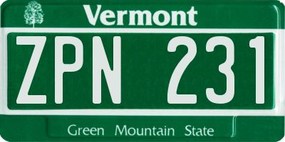 VT license plate ZPN231