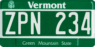 VT license plate ZPN234