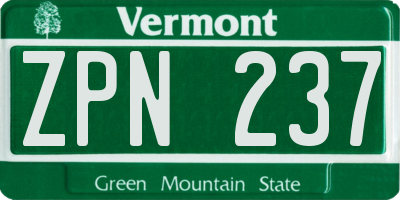VT license plate ZPN237
