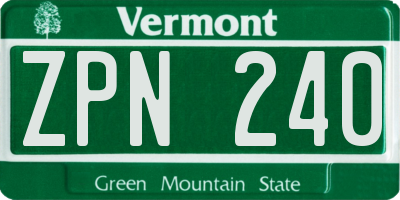 VT license plate ZPN240