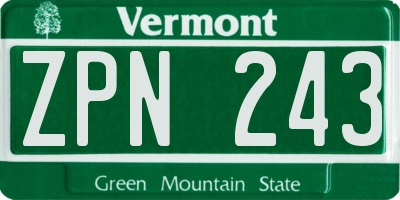 VT license plate ZPN243