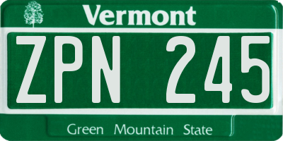 VT license plate ZPN245