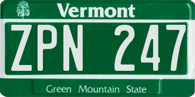 VT license plate ZPN247