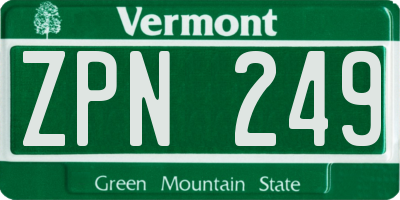 VT license plate ZPN249