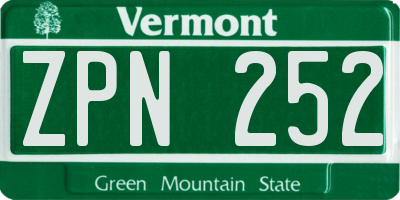 VT license plate ZPN252