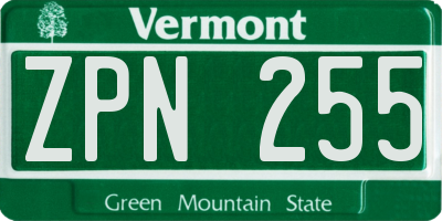 VT license plate ZPN255